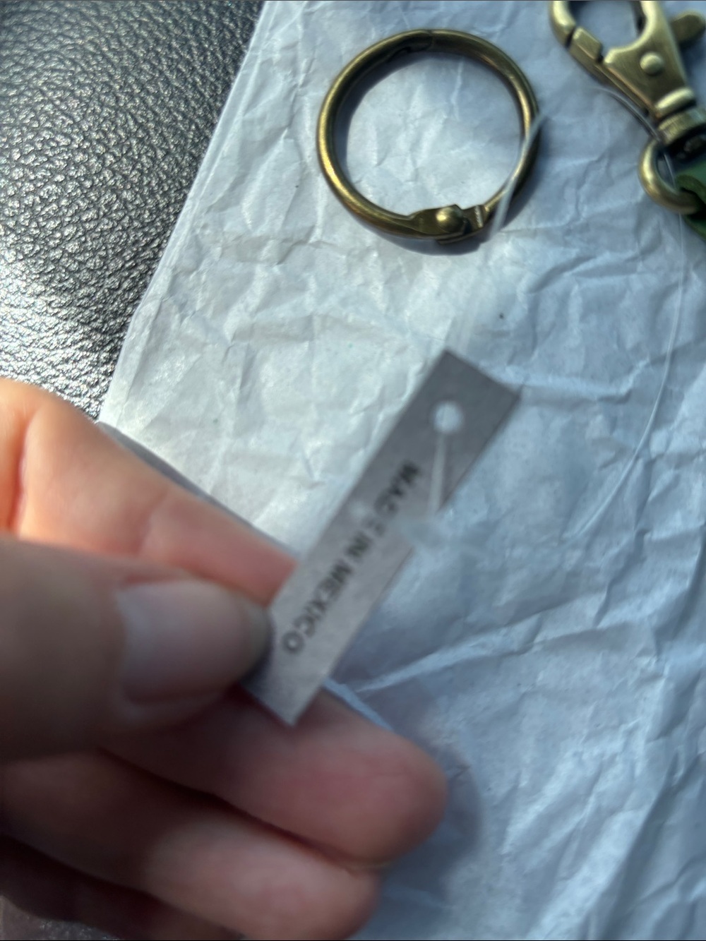 Portland leather Green Leather Double shamrock Keychain - Picture 4 of 7
